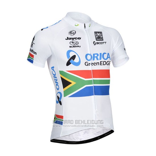 2014 Fahrradbekleidung Orica GreenEDGE Champion Afrika Trikot Kurzarm und Tragerhose